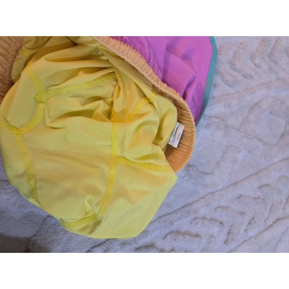 SurfCuz Boys Colorblock Swim Trunks Pink Blue Yellow Compression Liner Size 8